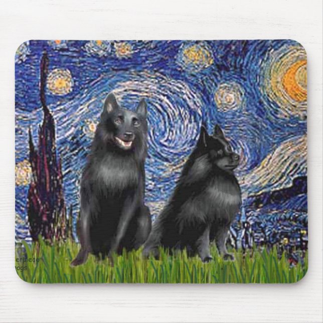Schipperkees (zwei,5&amp;6) - Starry Night Mousepad (Vorne)