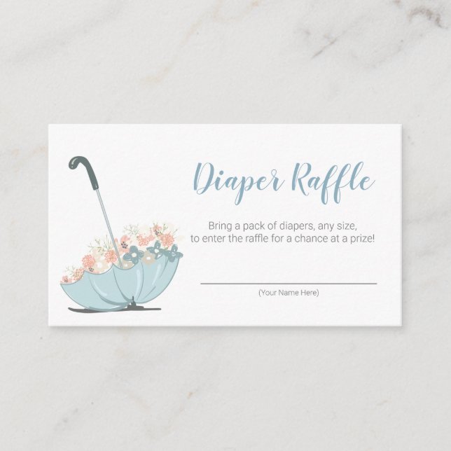 Schirm mit Blume Boy Diaper Raffle Ticket Begleitkarte (Vorderseite)