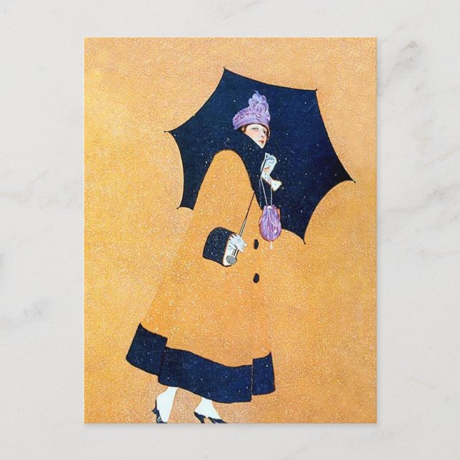 Schirm und Schnee von C Coles Phillips Postkarte (Vorderseite)