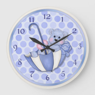Schirmbären Blau - Anpassen Große Wanduhr