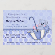 Schirmbären Blau - Einladung