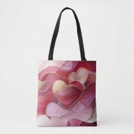 SCHIRME VON WIRBLEN VALENTINHERZEN IN PINK UND GOL