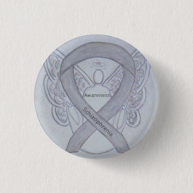 Schizophrenie Bewusstsein Ribbon Angel Custom Butt Button (Vorderseite)