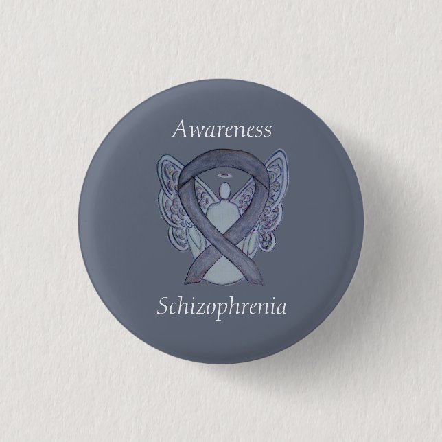 Schizophrenie Bewusstsein Ribbon Angel Custom Butt Button (Vorderseite)