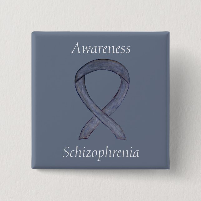 Schizophrenie Bewusstsein Ribbon Custom Buttons (Vorderseite)