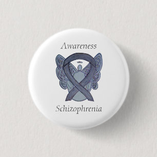 Schizophrenie Bewusstsein Ribbon Engel Custom Butt Button