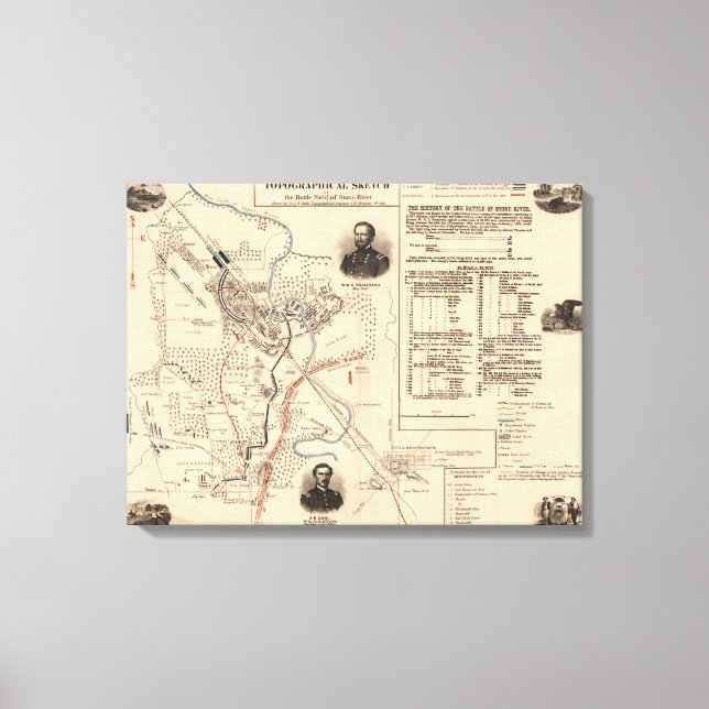 Schlacht am Stones River - Panorama des Zivilen Kr Leinwanddruck (Vorderseite)