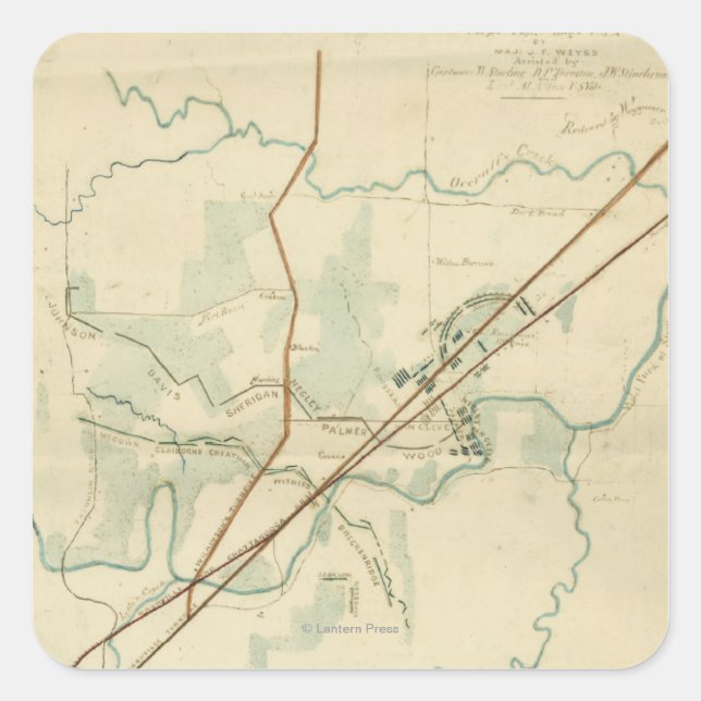 Schlacht am Stones River - Panoramablick aus dem Z Quadratischer Aufkleber (Vorderseite)
