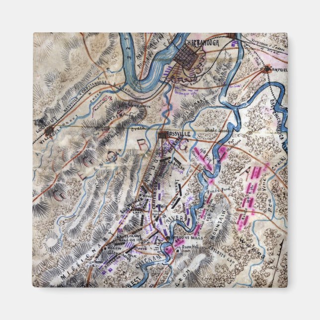 Schlacht bei Chickamauga - Panoramabalkarte des Zi Magnet (Vorne)