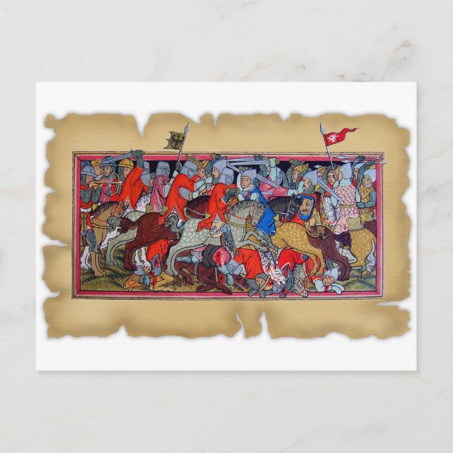 Schlacht im Mittelalter Postkarte (Vorderseite)