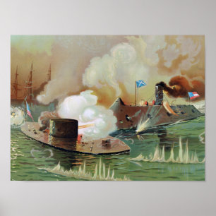 Schlacht um den Monitor und den Lithographie von M Poster