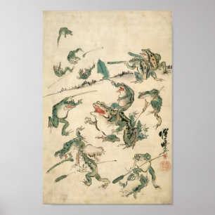Schlacht um die Frogs Kawanabe Kyosai Poster