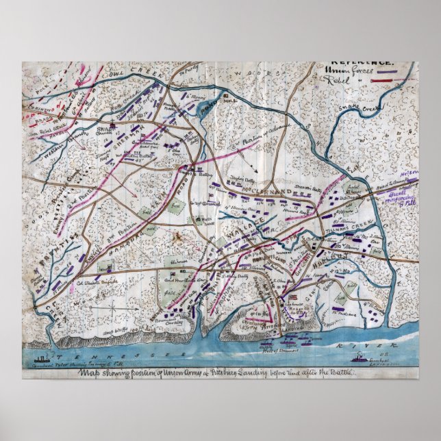 Schlacht um Shiloh - Panoramablick auf den Zivilen Poster (Vorne)