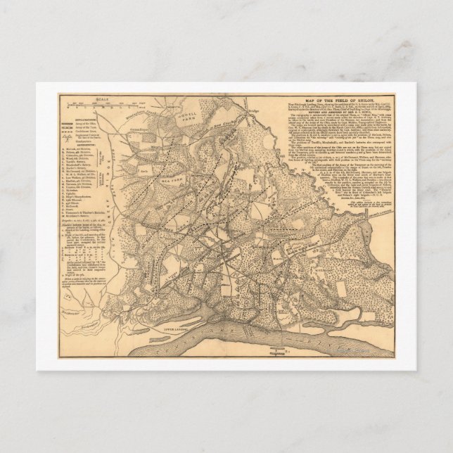 Schlacht um Shiloh - Panoramablick auf den Zivilen Postkarte (Vorderseite)