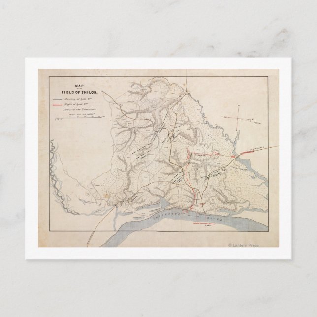Schlacht um Shiloh - Panoramablick auf den Zivilen Postkarte (Vorderseite)