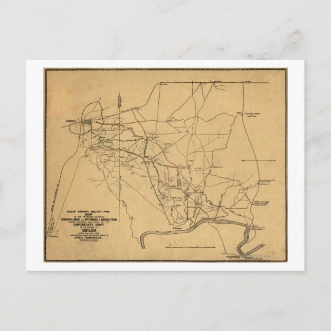 Schlacht um Shiloh - Panoramablick auf den Zivilen Postkarte (Vorderseite)