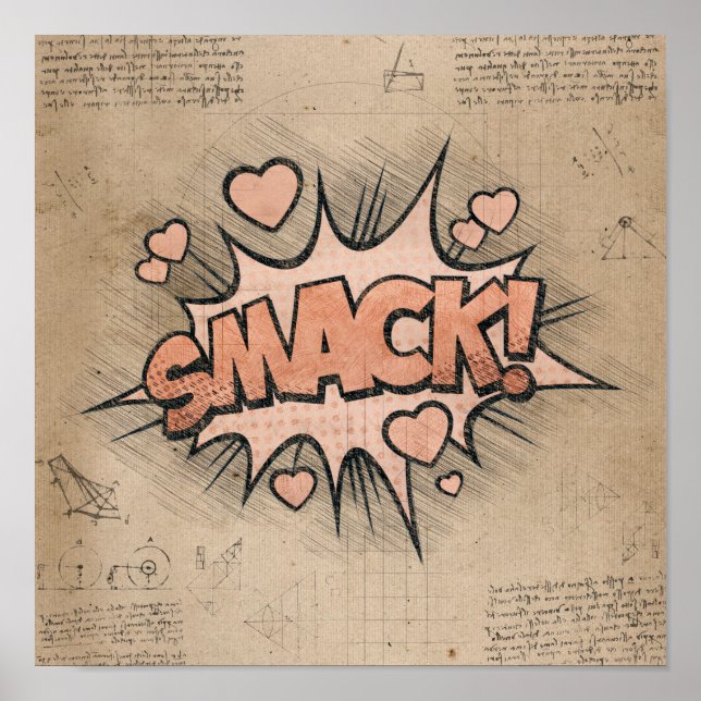 SCHLACHT! Vintages Comic Buch Steampunk Pop Kunst Poster (Vorne)