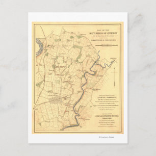 Schlacht von Antietam - Panoramabalkarte des Zivil Postkarte