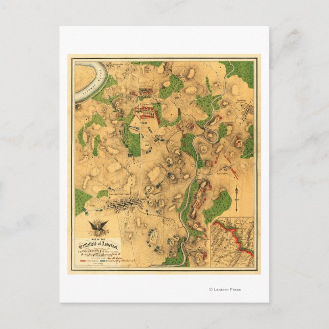 Schlacht von Antietam - Panoramabalkarte Ziviler K Postkarte (Vorderseite)