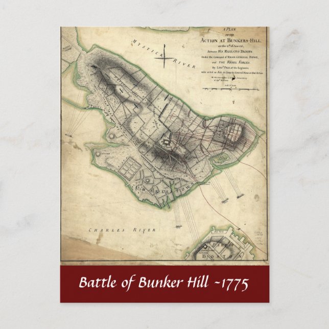 Schlacht von Bunker Hill -1775 Postkarte (Vorderseite)