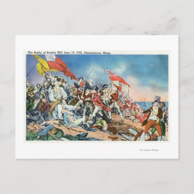 Schlacht von Bunker Hill Scene - Charlestown, MA Postkarte (Vorderseite)