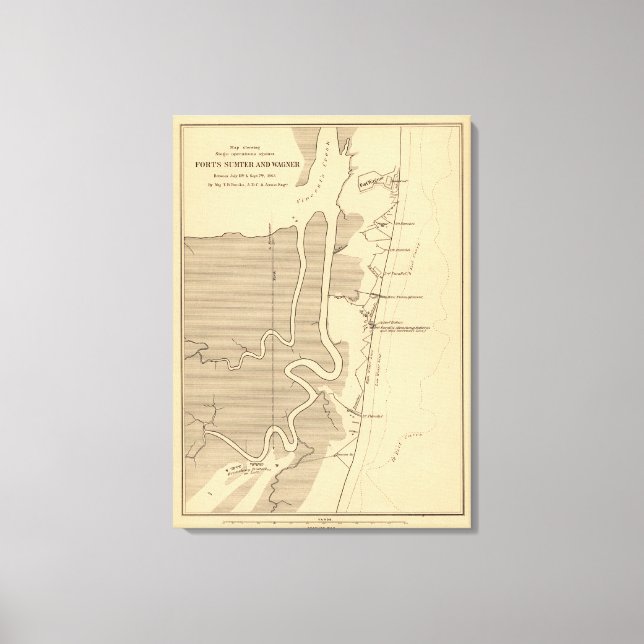 Schlacht von Fort Sumter - Panorama des Zivilen Kr Leinwanddruck (Vorderseite)