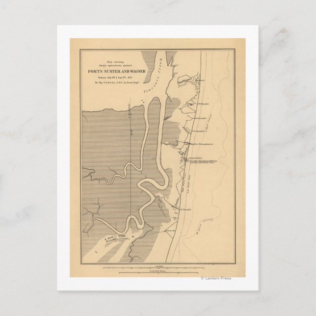 Schlacht von Fort Sumter - Panorama des Zivilen Kr Postkarte (Vorderseite)