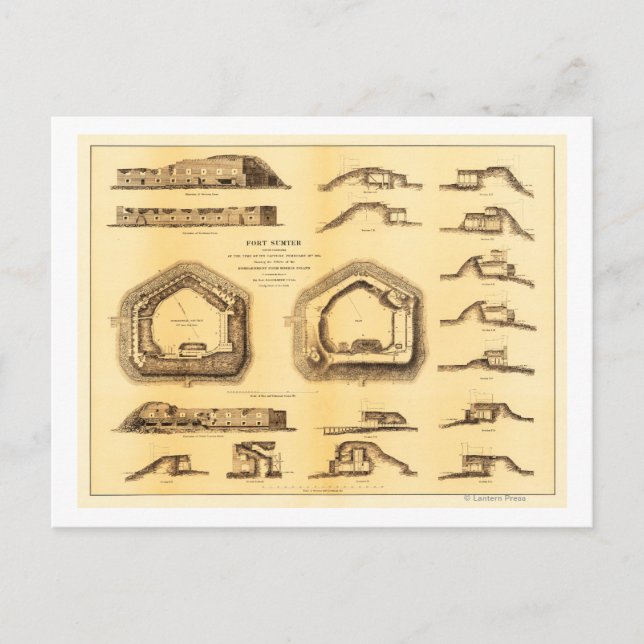 Schlacht von Fort Sumter - Panorama des Zivilen Kr Postkarte (Vorderseite)