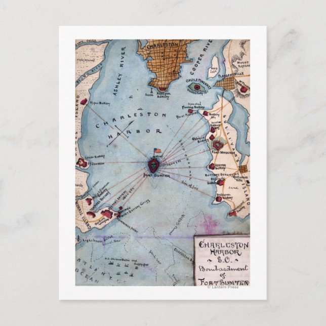 Schlacht von Fort Sumter - Panoramablick aus dem Z Postkarte (Vorderseite)