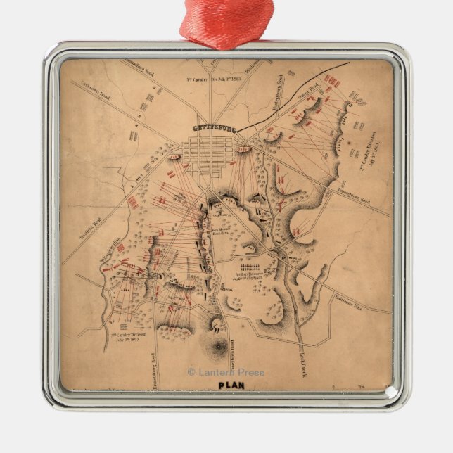 Schlacht von Gettysburg 11 Silbernes Ornament (Vorne)