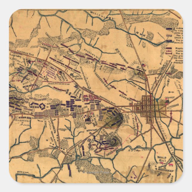 Schlacht von Gettysburg 14 Quadratischer Aufkleber (Vorderseite)