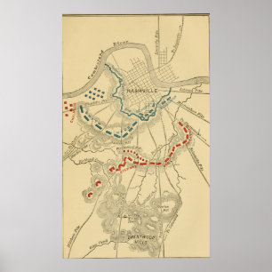 Schlacht von Nashville Map Poster