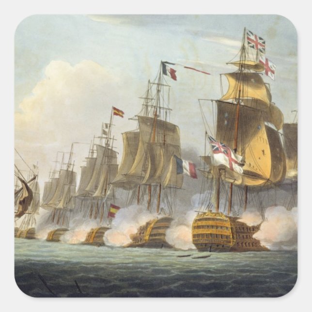 Schlacht von Trafalgar, 21. Oktober 1805, von "The Quadratischer Aufkleber (Vorderseite)