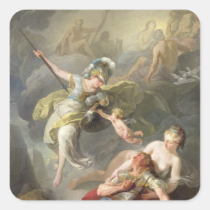 Schlacht zwischen Minerva und Mars, 1771 Quadratischer Aufkleber