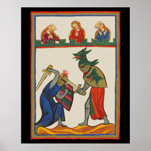 Schlachten von Rittern bei einem Turnier aus dem 1 Poster