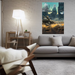 Schlachtfeld in der Stadt   AI Art Poster