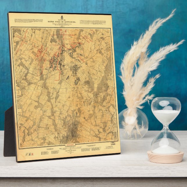 Schlachtfeld von Gettysburg Karte von John Bacheld Fotoplatte (Seite)