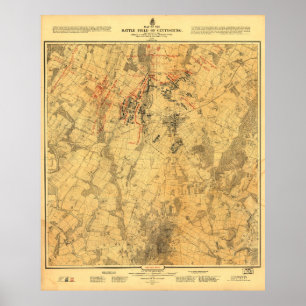 Schlachtfeld von Gettysburg Karte von John Bacheld Poster