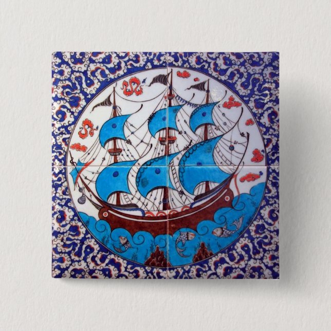 Schlachtschiff-Muster/Fliesen-Kunst Button (Vorderseite)