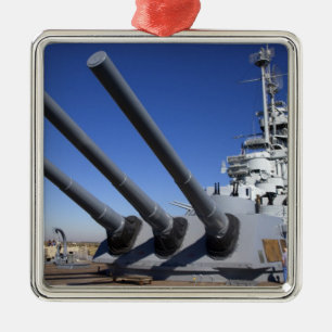 Schlachtschiff USS Alabama am Battleship Memorial Silbernes Ornament