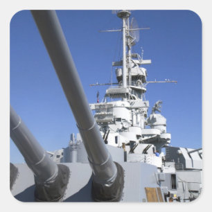 Schlachtschiff USS Alabama im Battleship Memorial Quadratischer Aufkleber