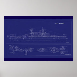 Schlachtschiff USS Arizona Blaupause Poster