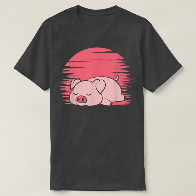 Schlachtung Schweinefleisch Bauer Lazy Piggy T-Shirt (Design vorne)