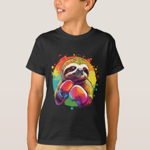 Schlacke in Boxhandschuhen Regenbogenuntergrund T-Shirt