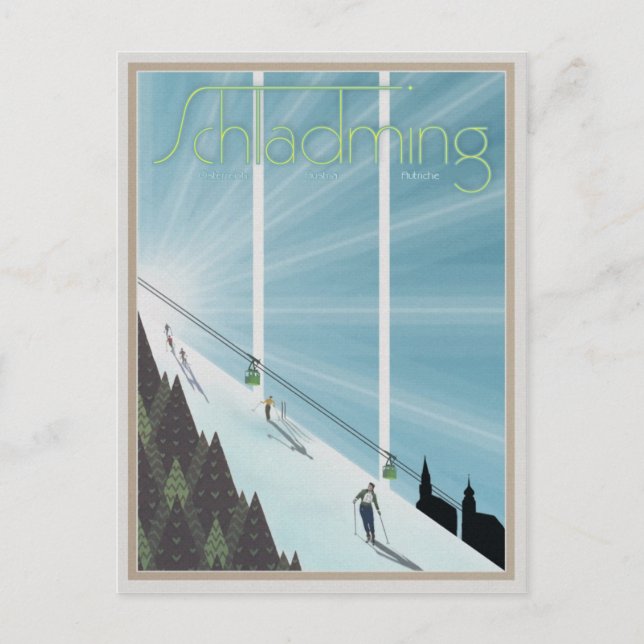 Schladming Vintag/Retro Reklame Postkarte (Vorderseite)