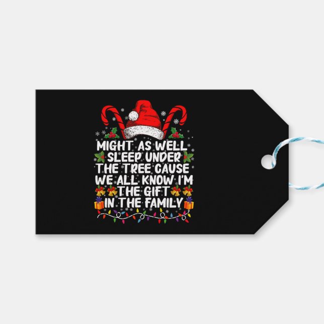 Schlaf auch unter dem Baumweihnachtsgeschenk Geschenkanhänger (Vorderseite (Horizontal))