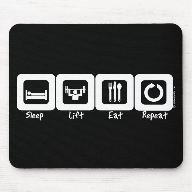 Schlaf-Aufzug essen Wiederholung Mousepad (Vorne)