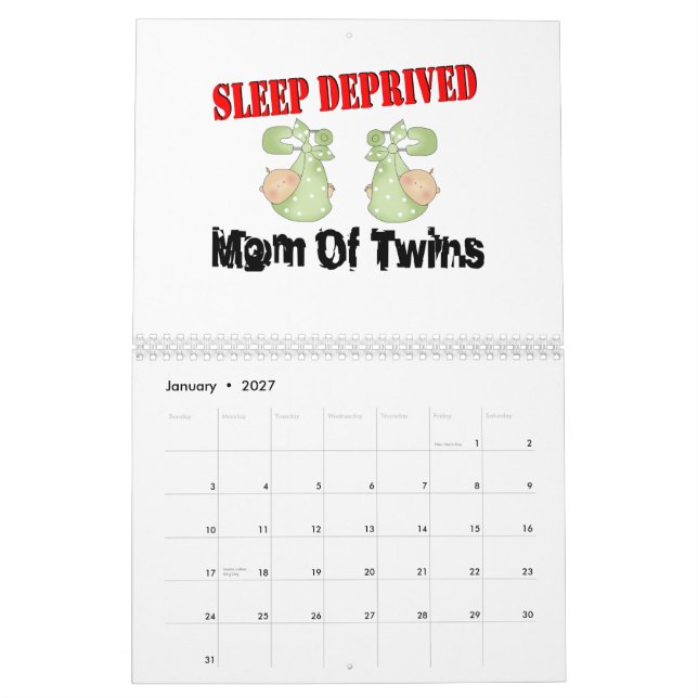 Schlaf beraubte Mamma der ZWILLINGE Kalender (Jan 2027)