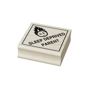 Schlaf beraubtes Elternteil Gummistempel