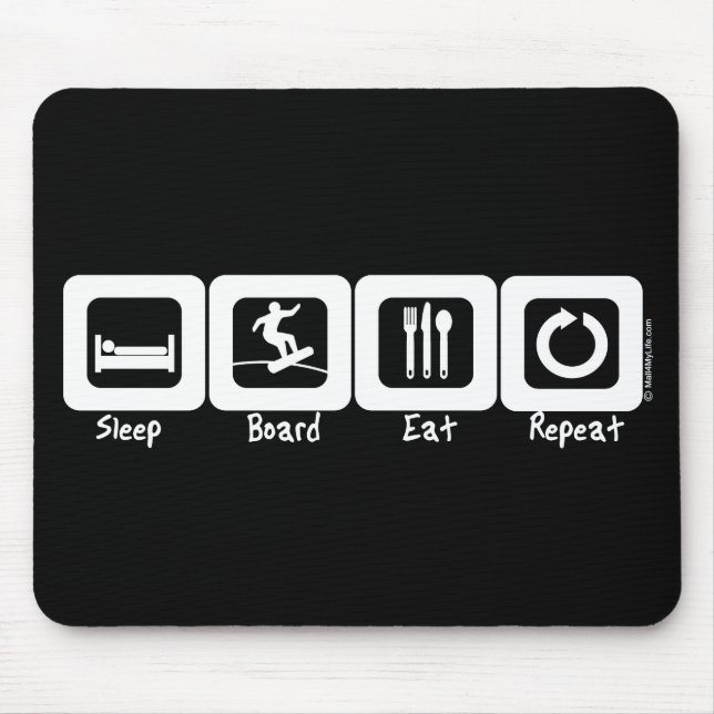 Schlaf-Brett essen Wiederholung Mousepad (Vorne)